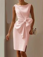 Carina - Vestido Elegante De Satén Ajustado Con Lazo