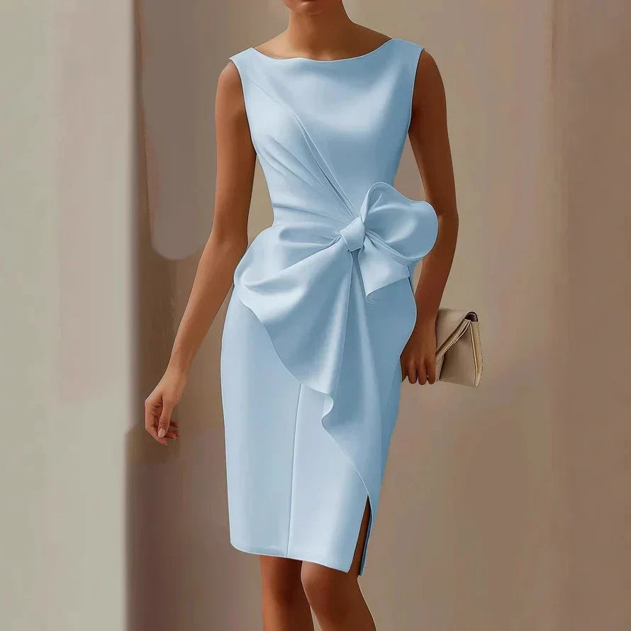 Carina - Vestido Elegante De Satén Ajustado Con Lazo