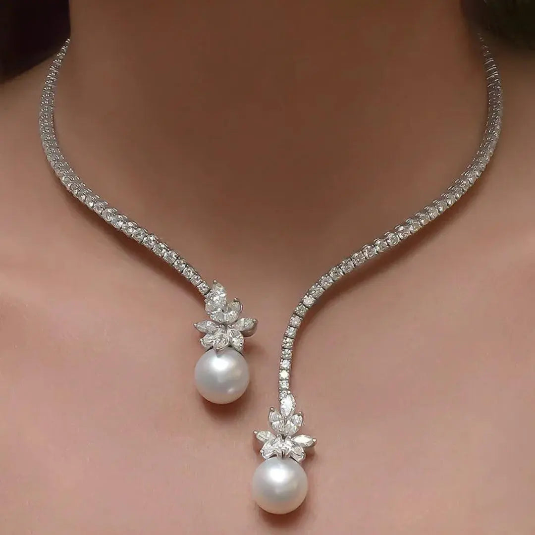 Collar Brillante Perlas Plata Sterling