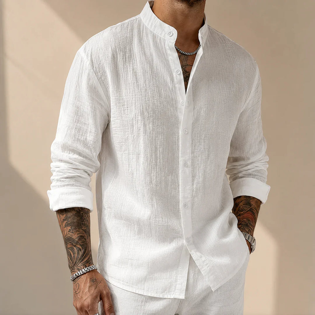 Marko - Camisa Elegante Ligera con Cuello Mao