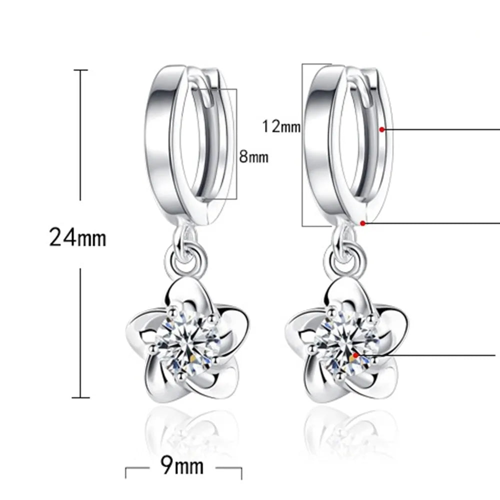 Pendientes Plata Sterling Zirconios Violeta y Blanco