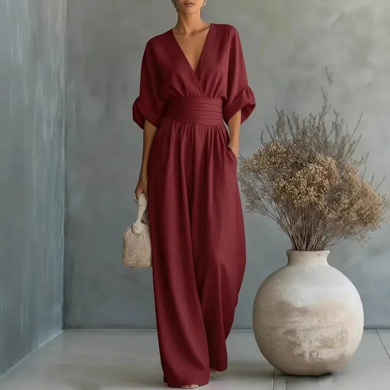 Ciarra - Mono Elegante de Algodón Fluido Ajustado