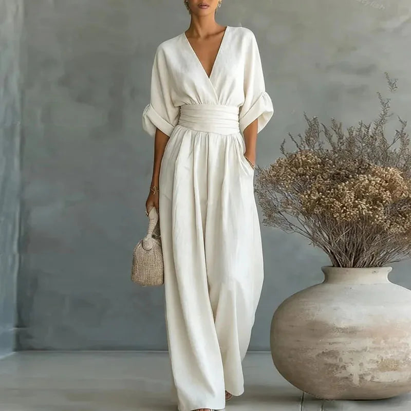 Ciarra - Mono Elegante de Algodón Fluido Ajustado