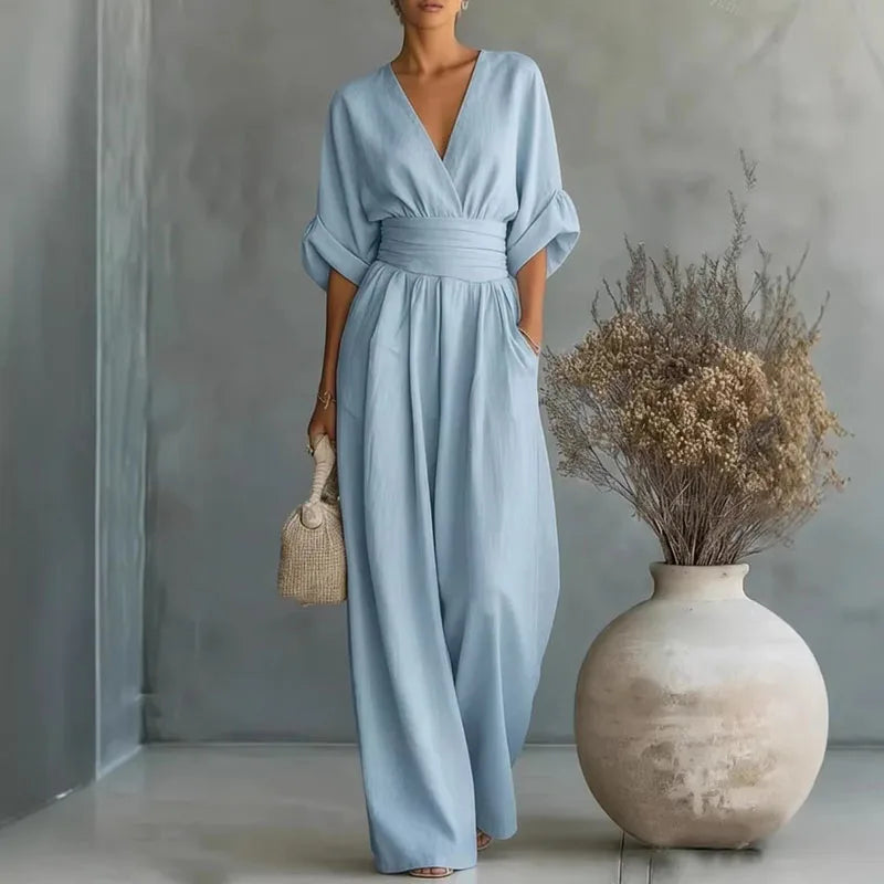 Ciarra - Mono Elegante de Algodón Fluido Ajustado