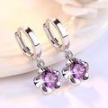 Pendientes Plata Sterling Zirconios Violeta y Blanco