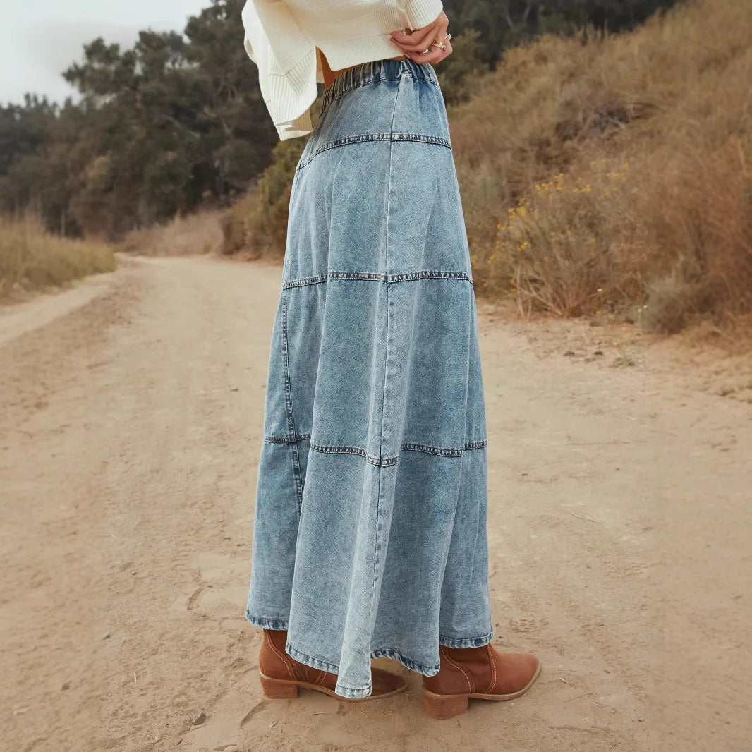 Isolda - Falda Vaquera Maxi Boho