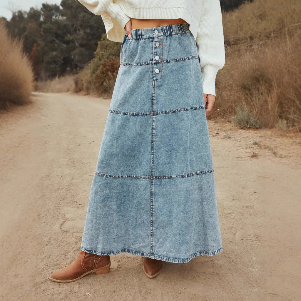 Isolda - Falda Vaquera Maxi Boho