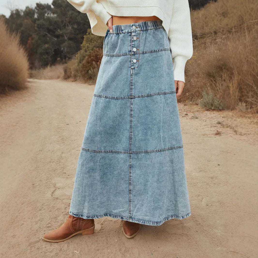 Isolda - Falda Vaquera Maxi Boho