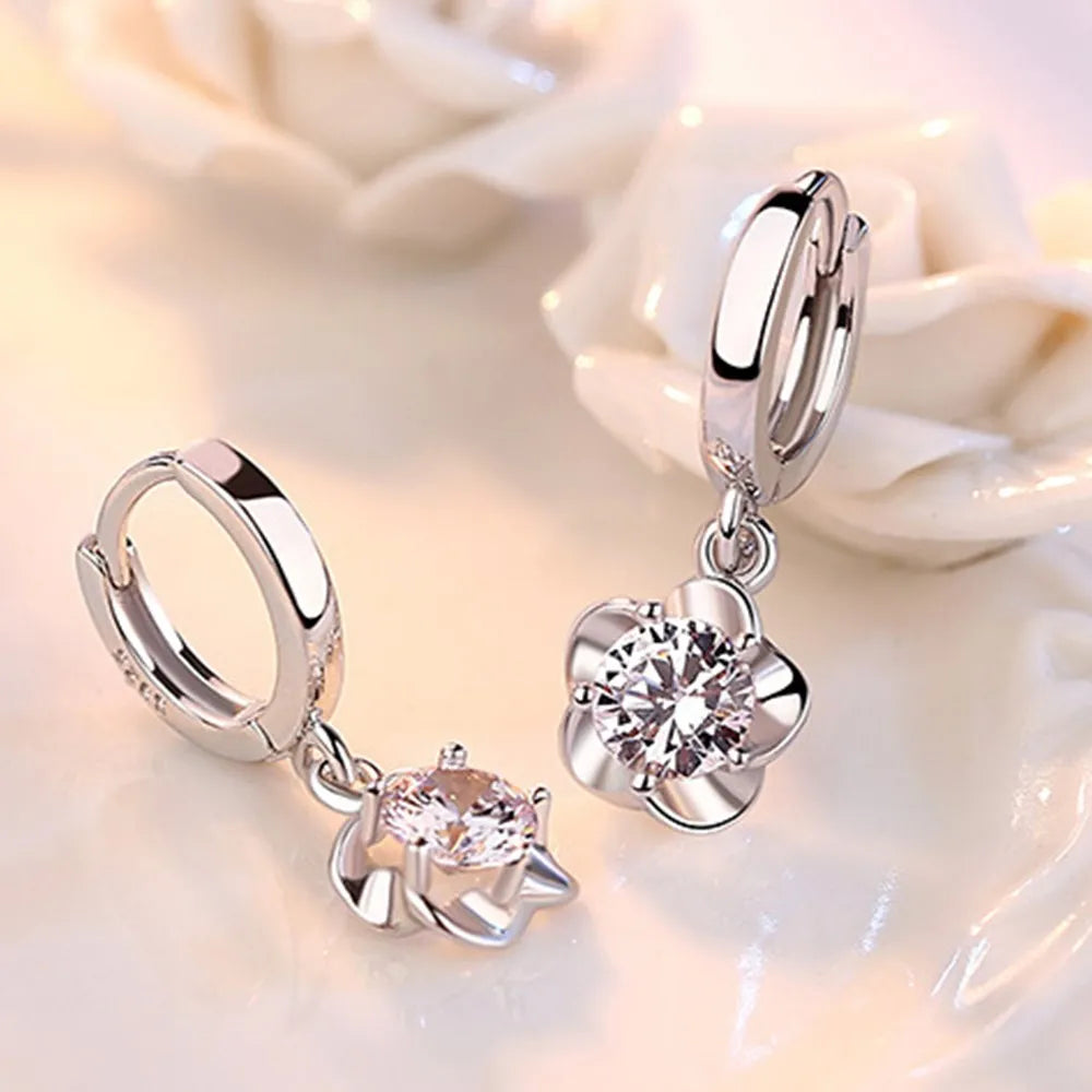 Pendientes Plata Sterling Zirconios Violeta y Blanco