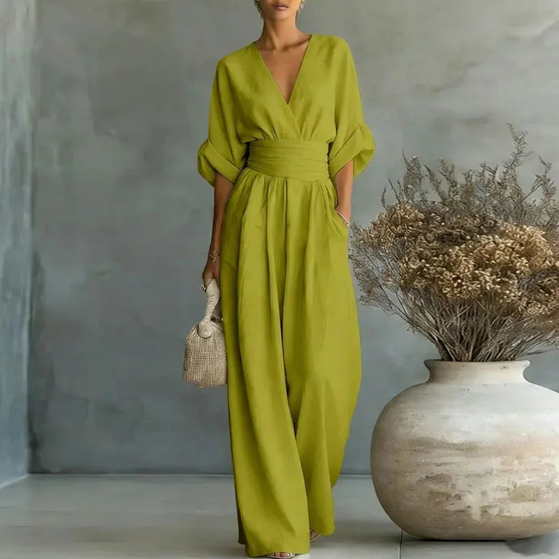 Ciarra - Mono Elegante de Algodón Fluido Ajustado