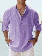 Artak - Camisa de Lino Transpirable con Media Botonadura