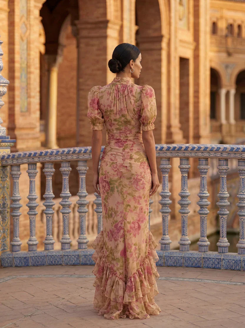 Aela - Vestido Floral Elegante con Detalles de Volantes