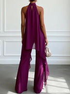 Seyana - Conjunto Chic Blusa y Pantalón Púrpura