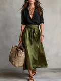 Jolanda - Conjunto Blusa con Falda Anudada de Algodón