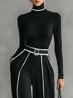 Emma | Conjunto elegante de dos piezas con cuello alto y pantalón ancho