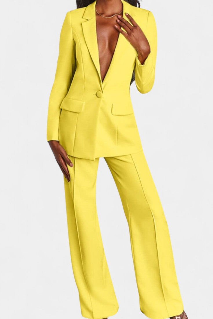 Marnie Conjunto de Blazer a Medida y Pantalones de Pierna Ancha