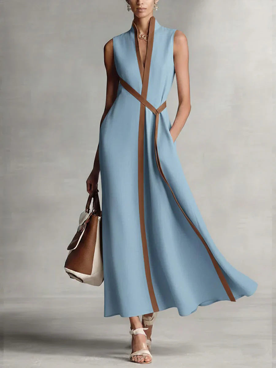Maram - Vestido Maxi de Lino Sofisticado con Cinturón