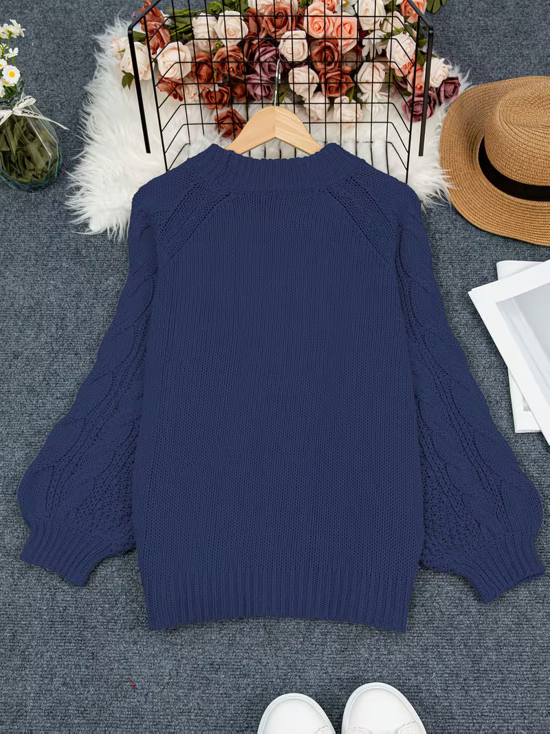 Gienah - Pull Décontracté en Maille Naturelle Torsadée
