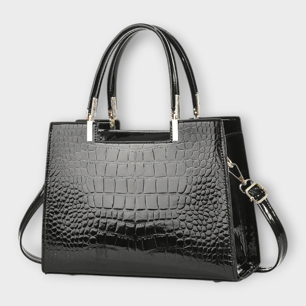 BOLSO CON ESTAMPADO DE COCODRILO BRILLANTE