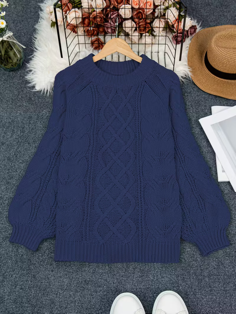 Gienah - Pull Décontracté en Maille Naturelle Torsadée