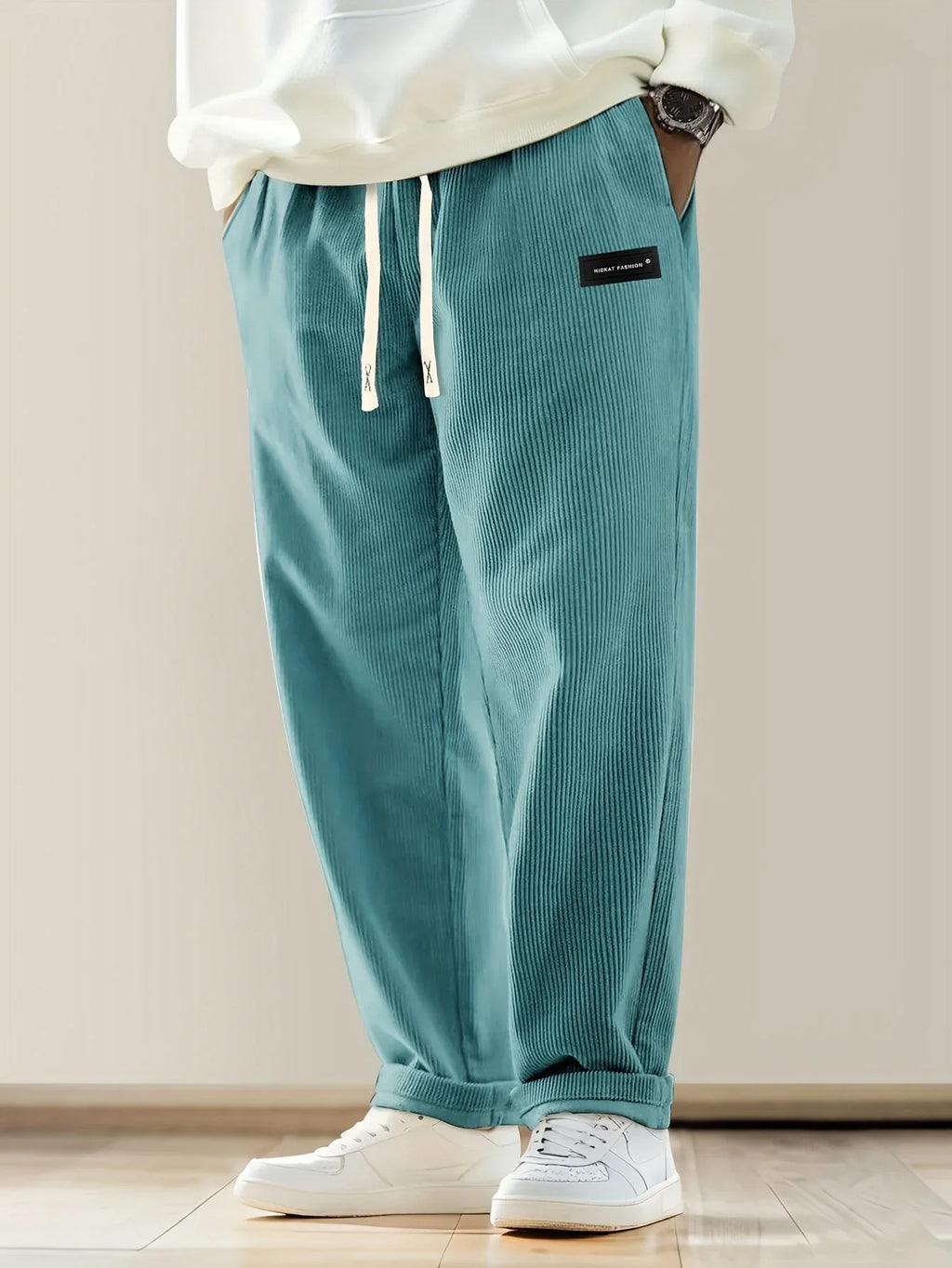 Elis - Pantalón Amplio de Pana con Cintura Ajustable