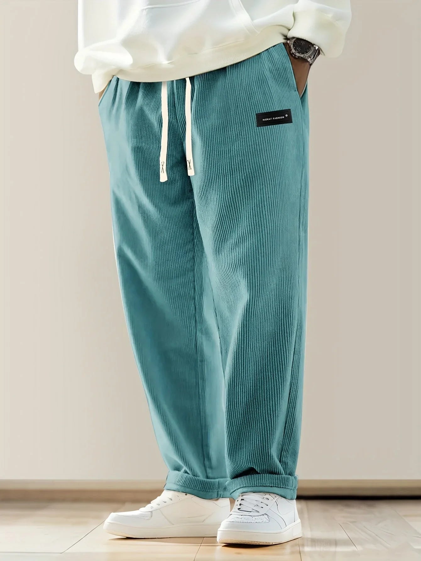 Elis - Pantalón Amplio de Pana con Cintura Ajustable