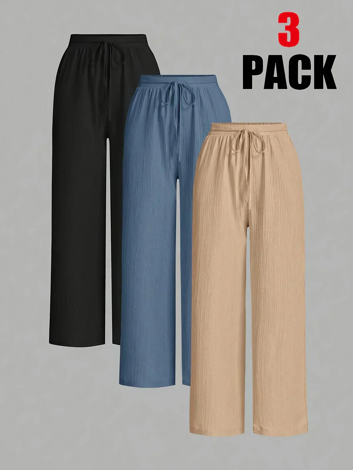 Myriam - Conjunto de 3 Pantalones Plisados Holgados