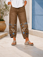 Greta - Pantalón Casual Bordado con Flores