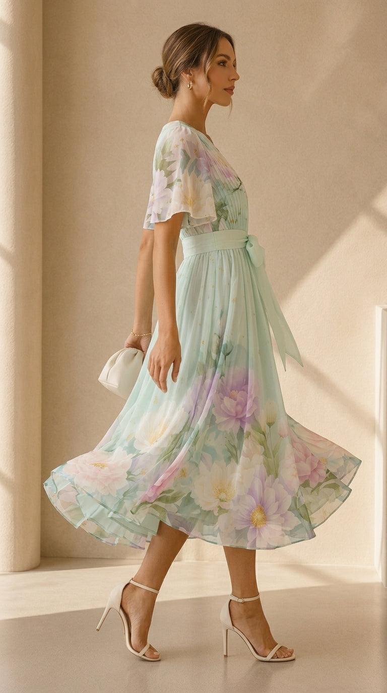 Amelia | Vestido Floral de Gasa