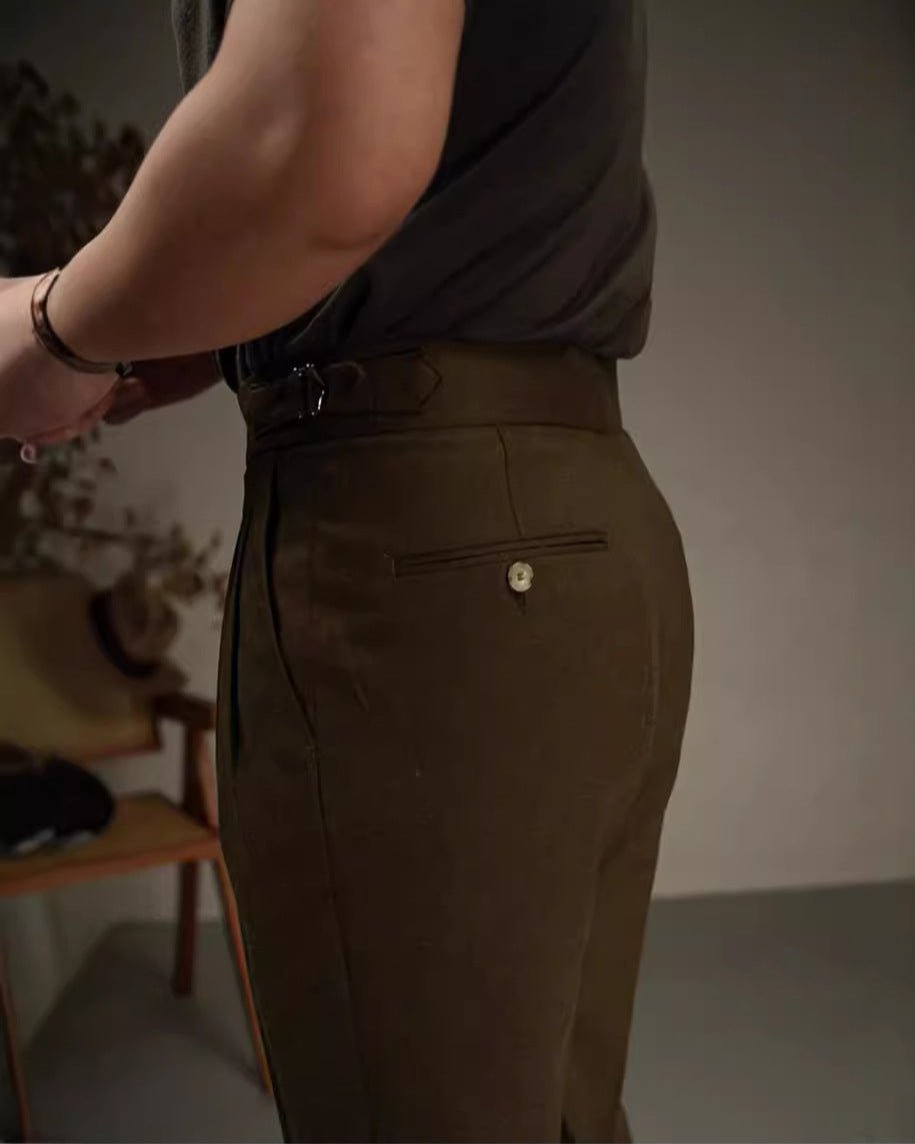 Carmesí Pantalón de Lino