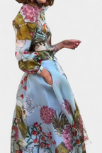 Sanne Conjunto Elegante Estampado de Camisa y Pantalón Fluido