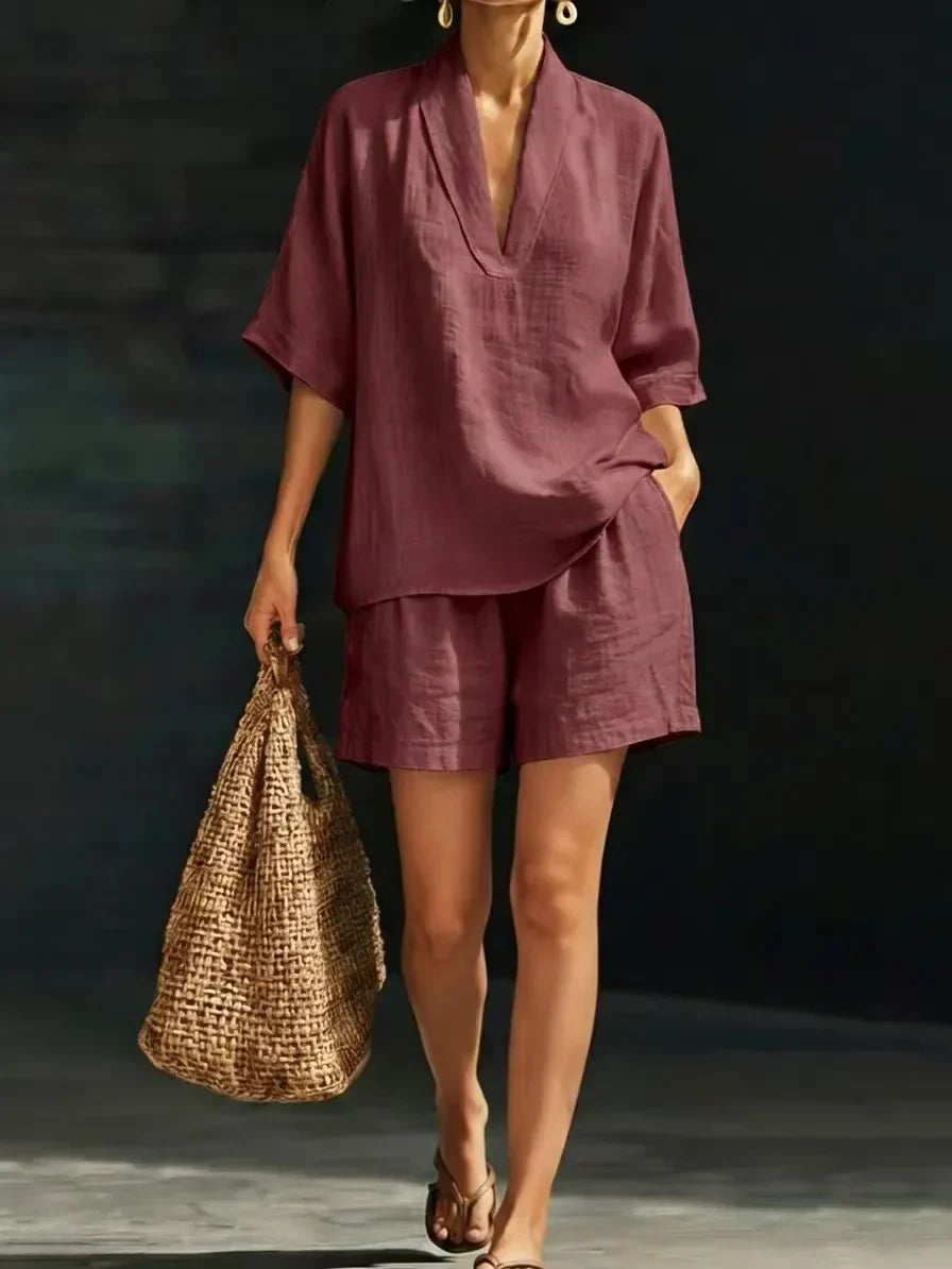 Lynne - Conjunto Blusa y Short Chic Casual