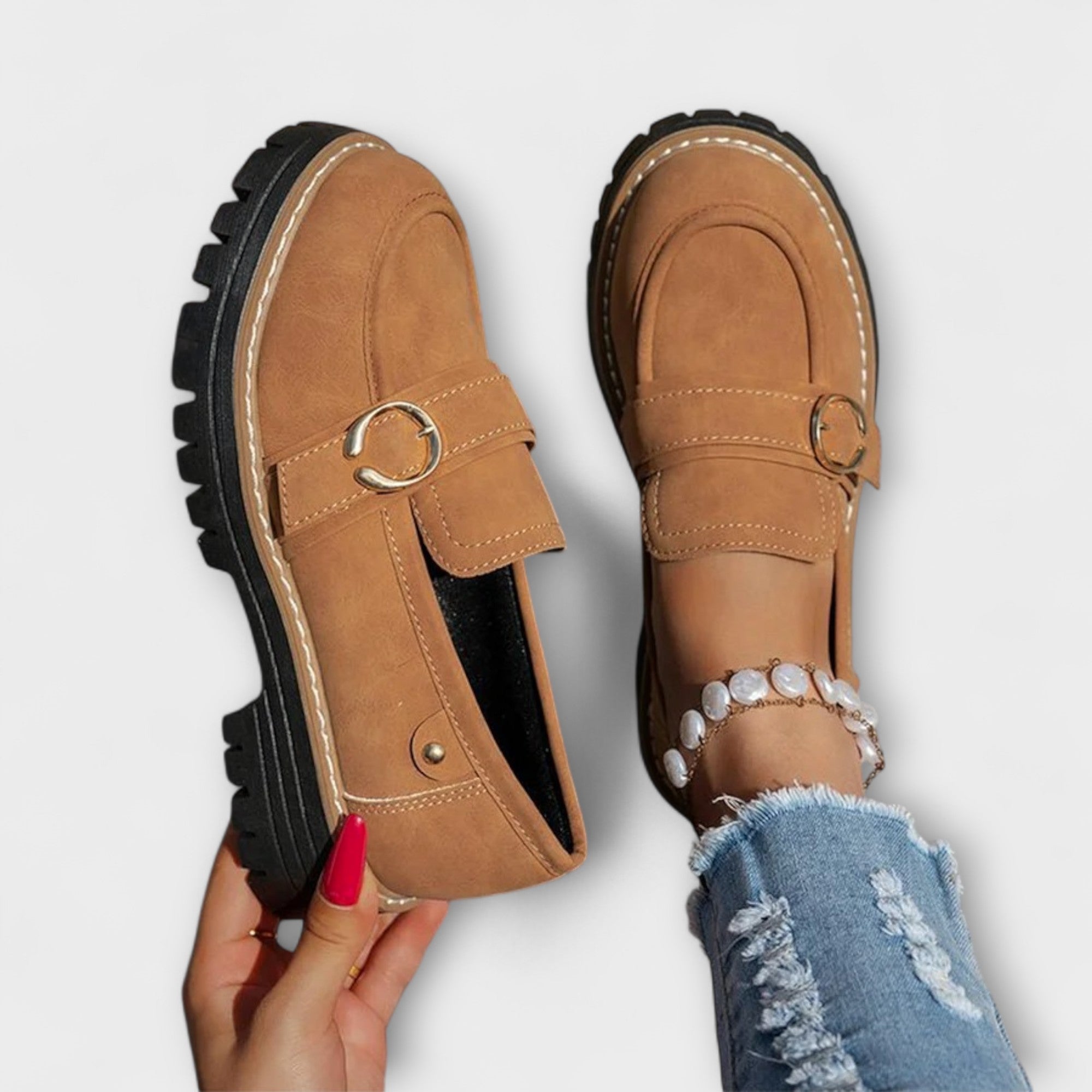 Lora | Mocasines Casual de Punta Redonda