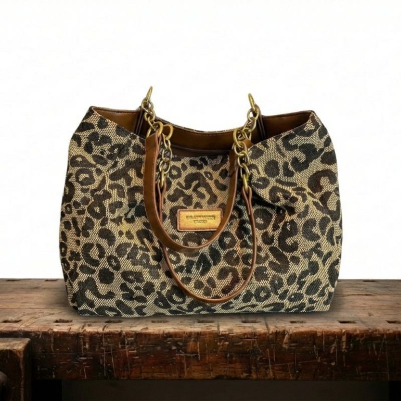 Luna Soler – Bolso Olivia de lona con estampado leopardo