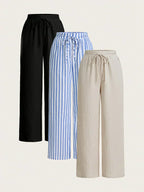 Myriam - Conjunto de 3 Pantalones Plisados Holgados