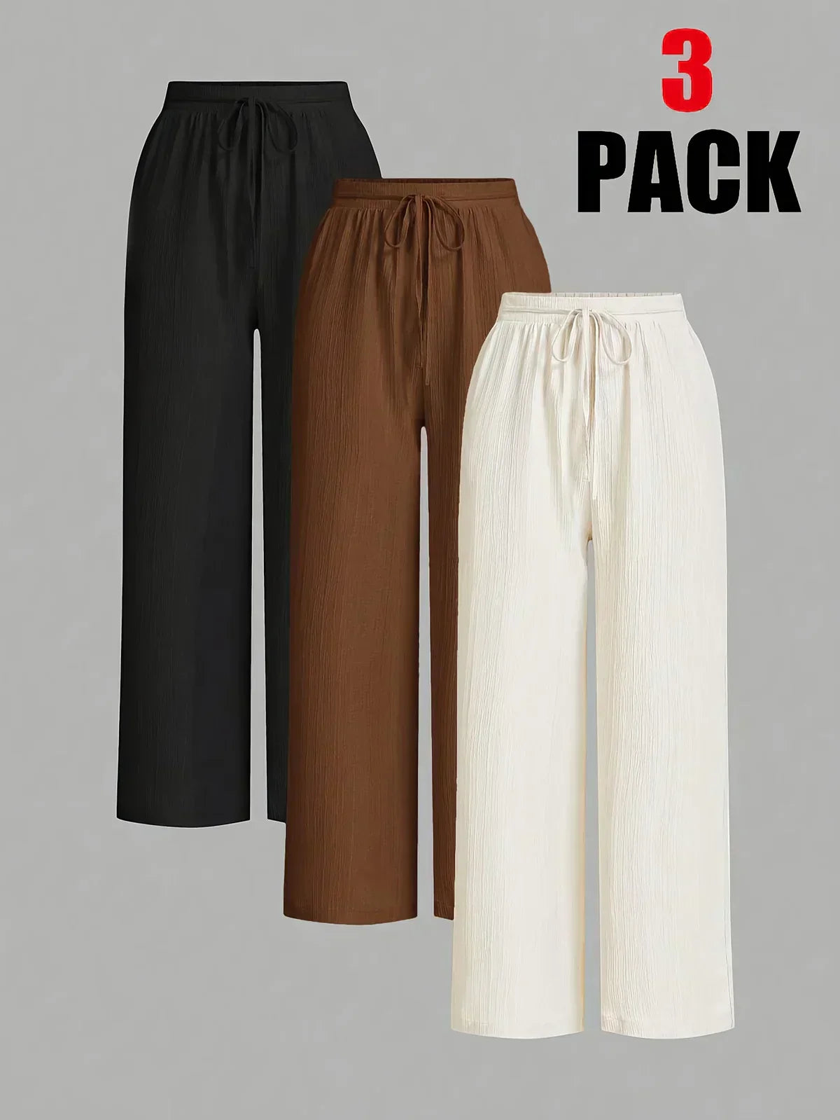 Myriam - Conjunto de 3 Pantalones Plisados Holgados