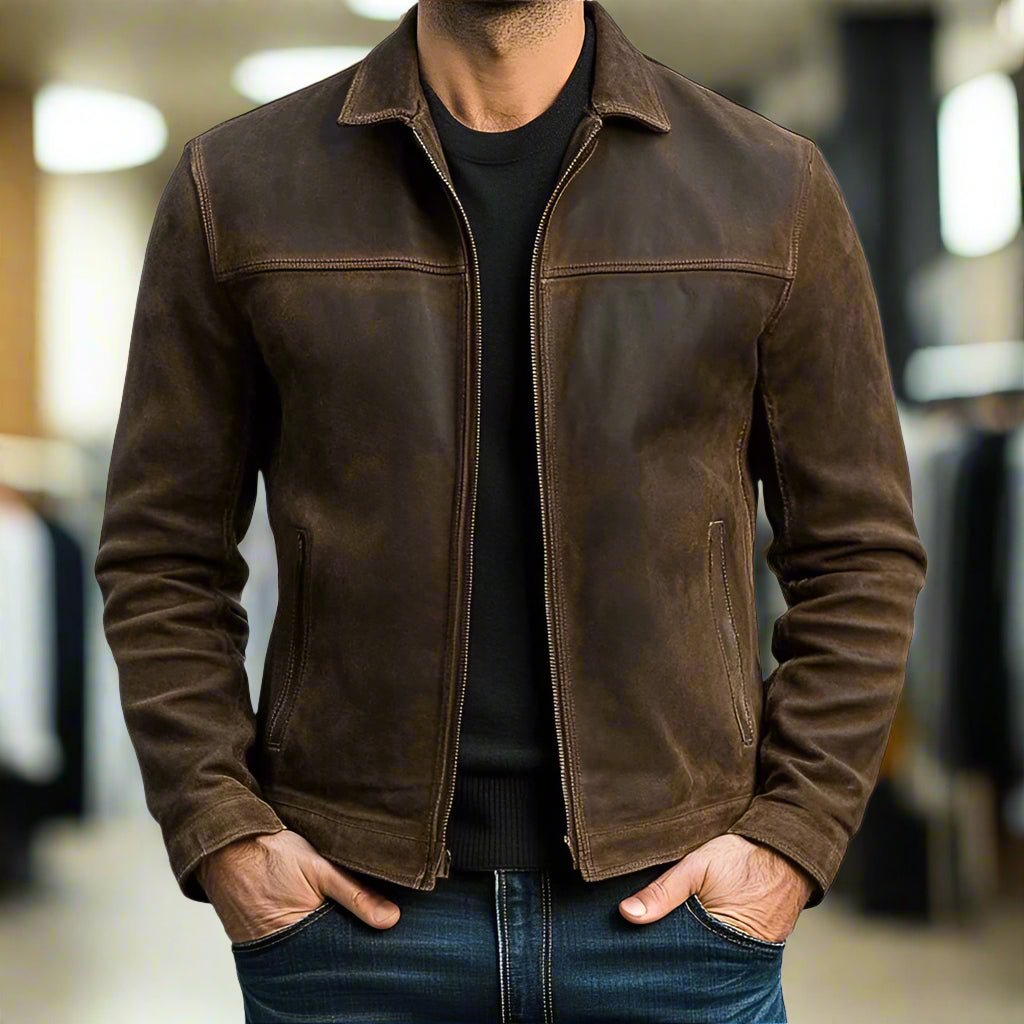 Elco | Chaqueta de cuero premium estilo motero con cremallera