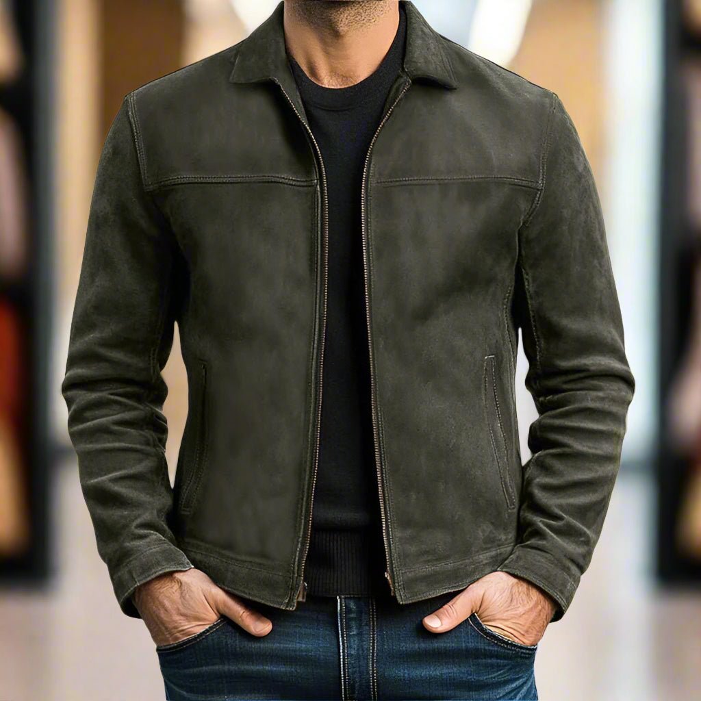 Elco | Chaqueta de cuero premium estilo motero con cremallera