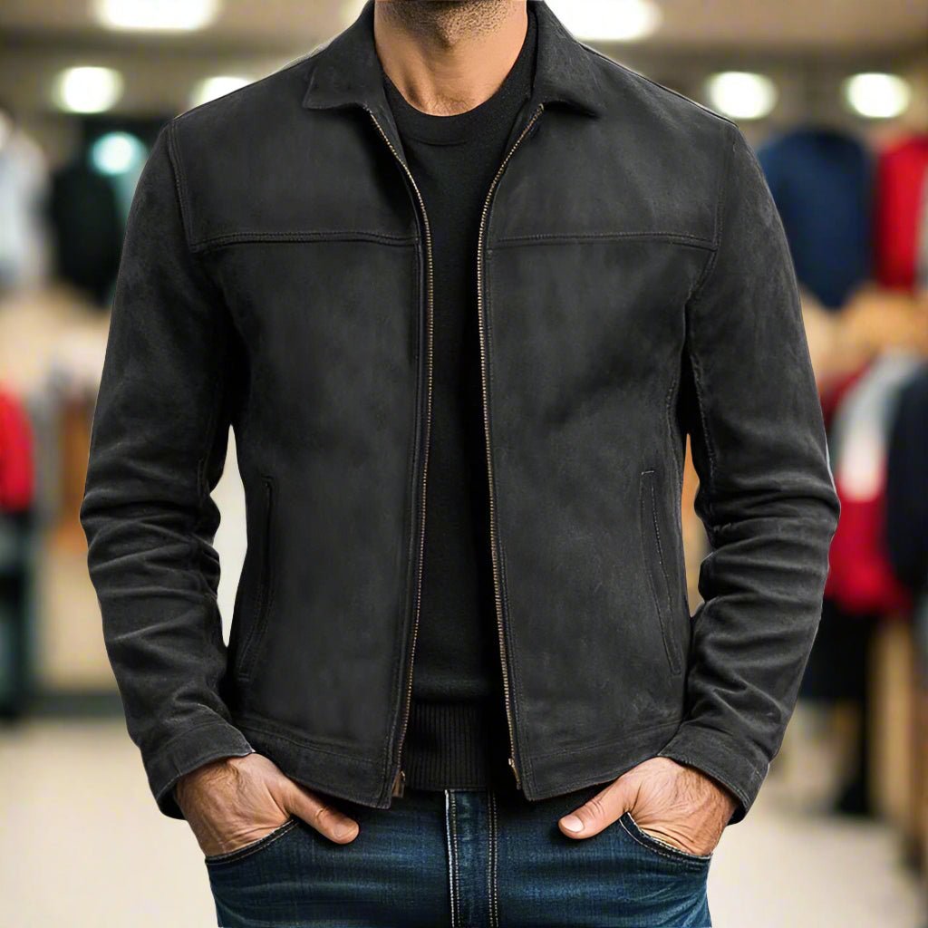 Elco | Chaqueta de cuero premium estilo motero con cremallera