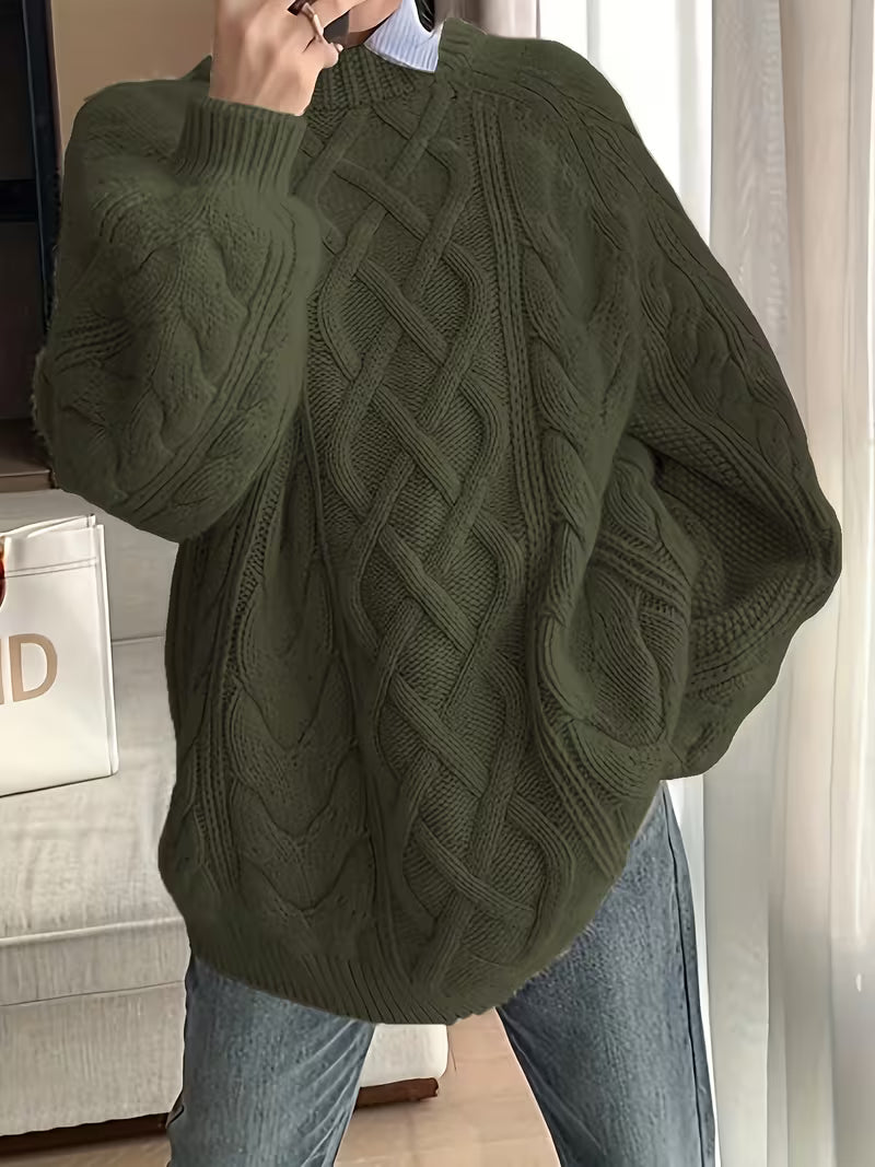 Gienah - Pull Décontracté en Maille Naturelle Torsadée