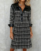 Naliana - Vestido De Tweed De Alta Calidad Con Cuello De Camisa