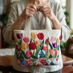 Grizel - Bolso Tote Texturizado de Tulipanes Diseñado a Mano