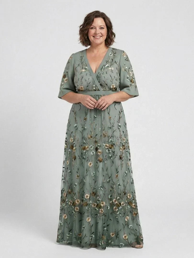 Annie - Vestido Largo Refinado Bordado con Flores