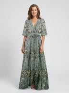 Annie - Vestido Largo Refinado Bordado con Flores