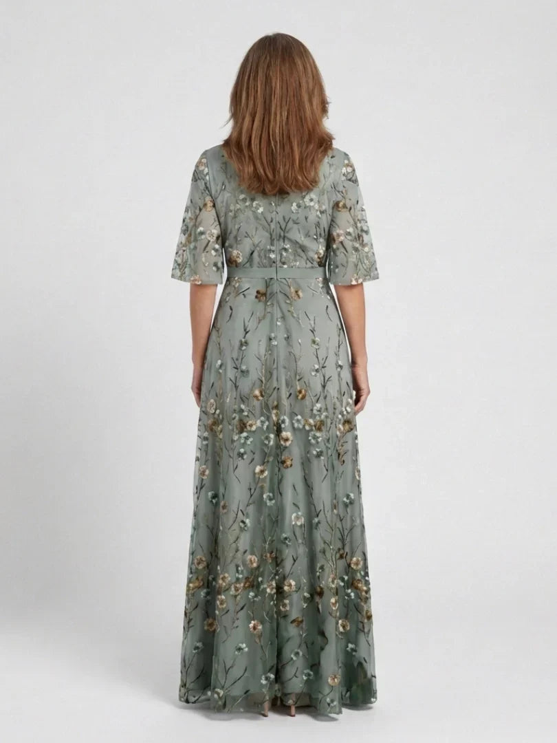Annie - Vestido Largo Refinado Bordado con Flores