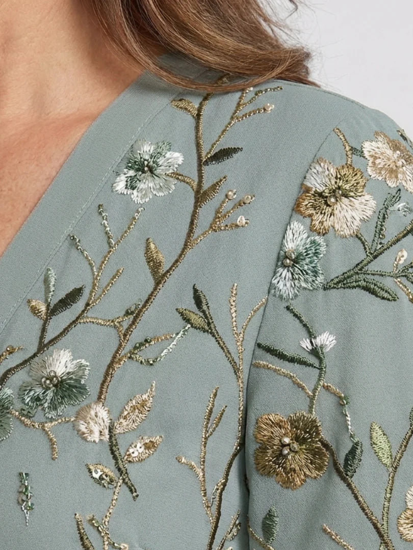 Annie - Vestido Largo Refinado Bordado con Flores