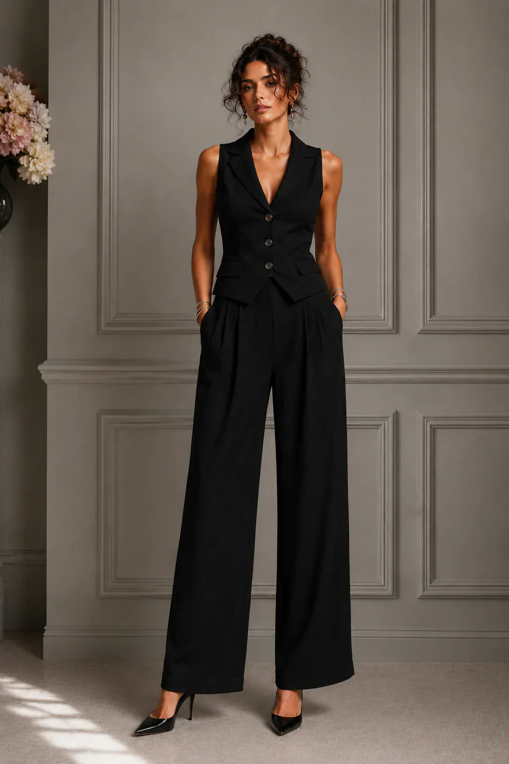 Jelena - Conjunto Chic Chaleco y Pantalón Clásico