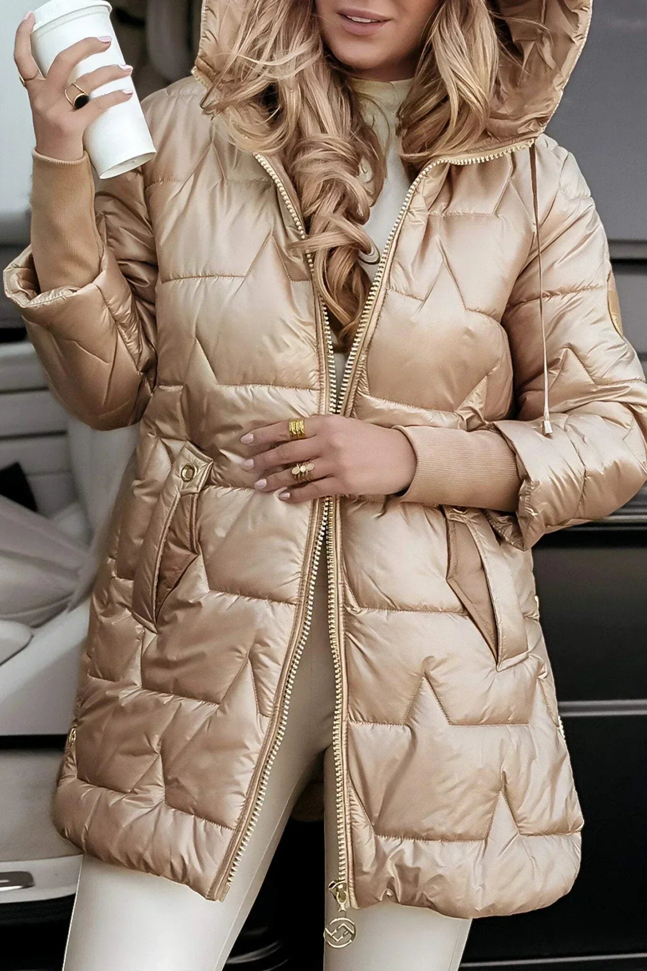 Nolwen - Abrigo De Invierno Moderno Con Capucha Y Aislamiento