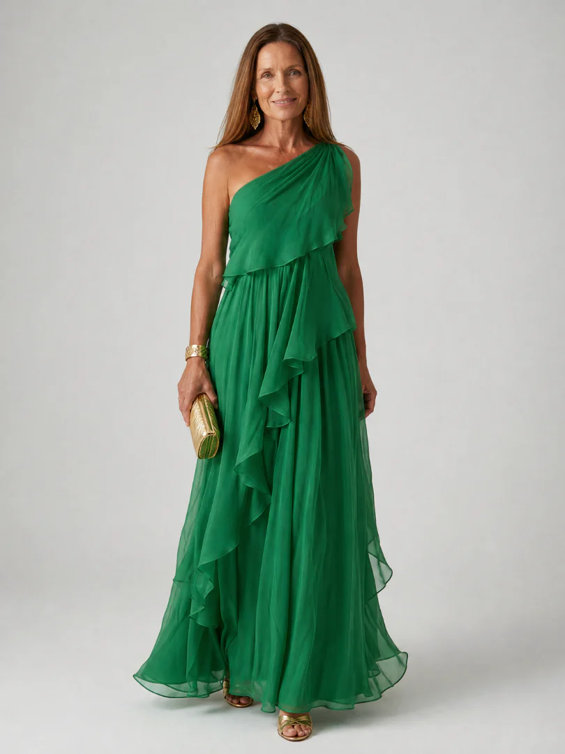 Valentina | Vestido largo asimétrico con volantes
