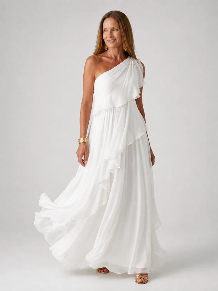 Valentina | Vestido largo asimétrico con volantes
